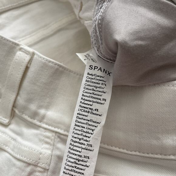 NEW Spanx Seamed Front Wide Leg Jeans Large TALL High Rise Shaping Ecru White - Picture 10 of 14